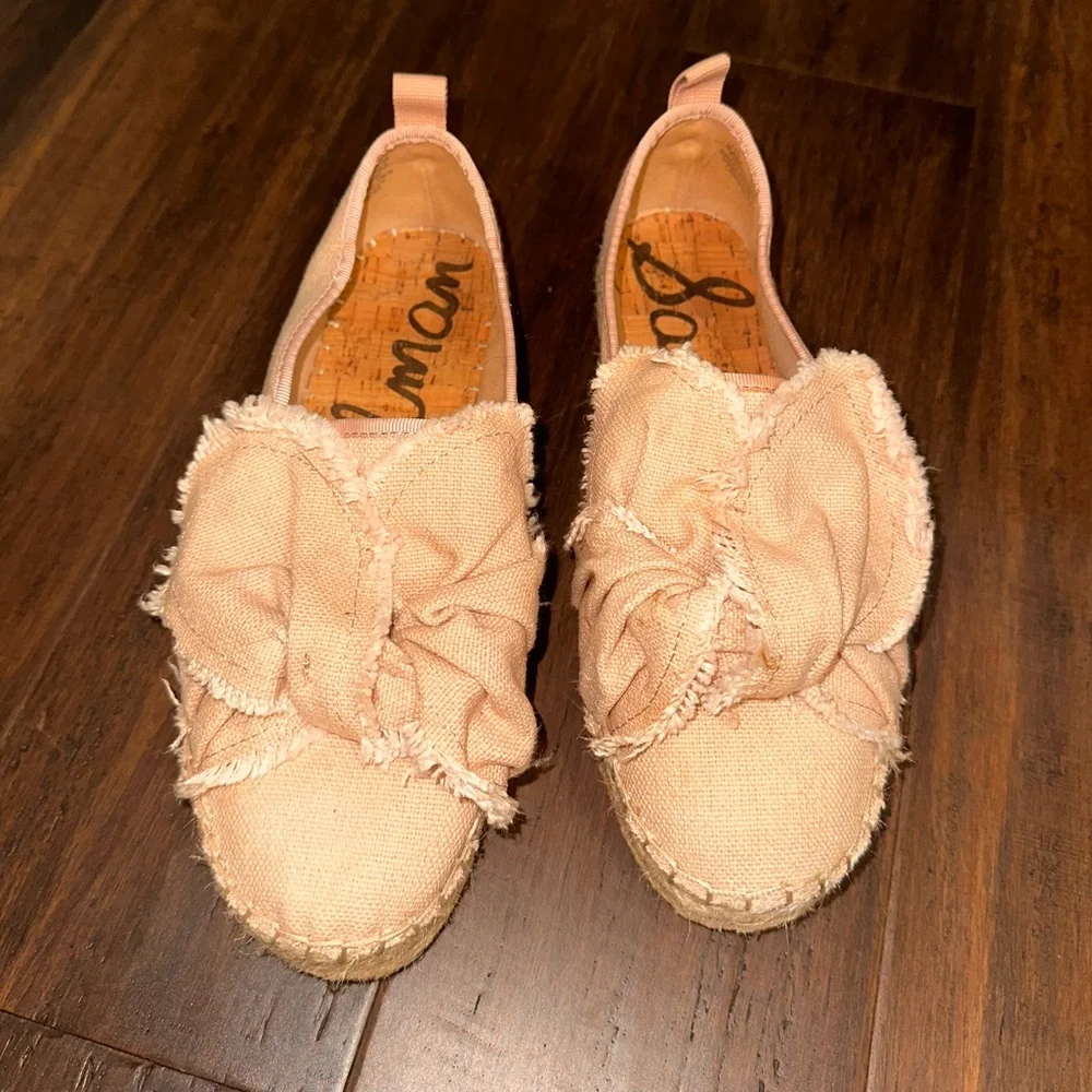 Sam Edelman Cabrera Platform Espadrille Slide On Pink Canvas Size 6.5